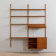 two bay teak wall unit with a desk by Preben Sorensen