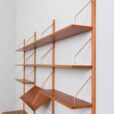 Three bay teak wall unit preben sorensen with a desk and display shelf