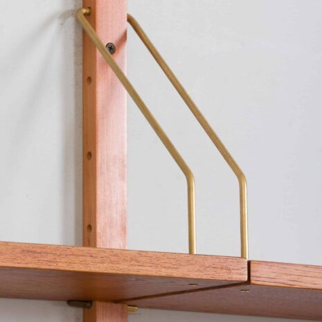 22259 Three bay teak wall unit preben sorensen with a desk and display shelf-15 Three bay teak wall unit preben sorensen with a desk and display shelf