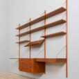 Three bay teak wall unit preben sorensen with a desk and display shelf