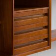 Two bay teak wall unit with a floating desk and Cadovius cabinet mid century modular shelving system Denmark s