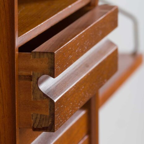 22261 Two bay teak wall unit with a floating desk and Cadovius cabinet, mid century modular shelving system, Denmark, 1960s-15 Two bay teak wall unit with a floating desk and Cadovius cabinet mid century modular shelving system Denmark s