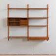 Two bay teak wall unit with a floating desk and Cadovius cabinet mid century modular shelving system Denmark s