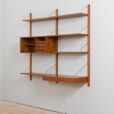 Two bay teak wall unit with a floating desk and Cadovius cabinet mid century modular shelving system Denmark s