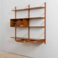 Two bay teak wall unit with a floating desk and Cadovius cabinet mid century modular shelving system Denmark s