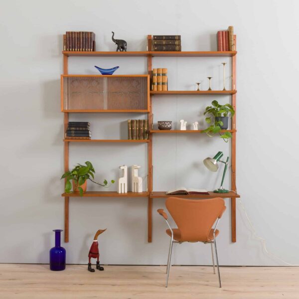 two bay teak wall unit
