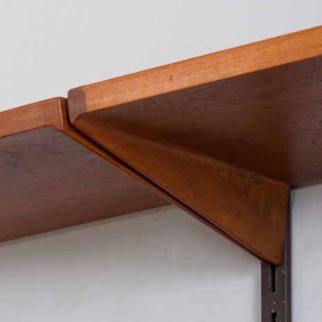 22267 Three bay teak wall unit with 2 cabinets and a home offifce desk by Kai Kristiansen-15 Three bay teak wall unit with cabinets and a home offifce desk by Kai Kristiansen