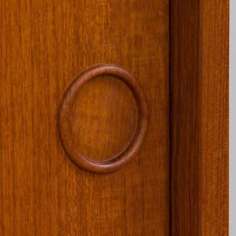 22267 Three bay teak wall unit with 2 cabinets and a home offifce desk by Kai Kristiansen-20 Three bay teak wall unit with cabinets and a home offifce desk by Kai Kristiansen