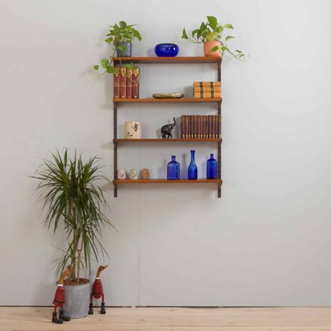 22271 Unité murale en teck à une travée, système d'étagères modulaire par Kai Kristiansen pour FM Mobler, Danemark, années 1960-1 One bay teak wall unit modular shelving system by Kai Kristiansen for FM Mobler Denmark s