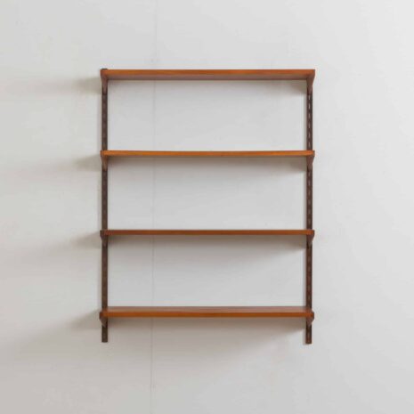 22271 One bay teak wall unit modular shelving system by Kai Kristiansen for FM Mobler, Denmark 1960s-3 One bay teak wall unit modular shelving system by Kai Kristiansen for FM Mobler Denmark s