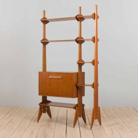 22276 one bay free standing teak wall unit-6 one bay free standing teak wall unit