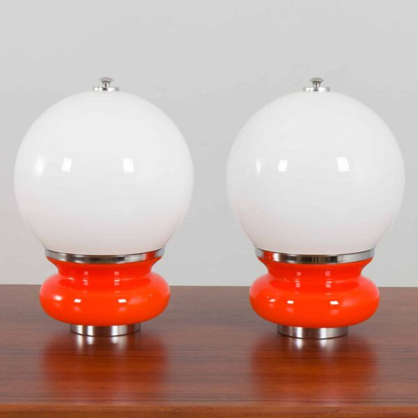 a pair of mazzega lamps