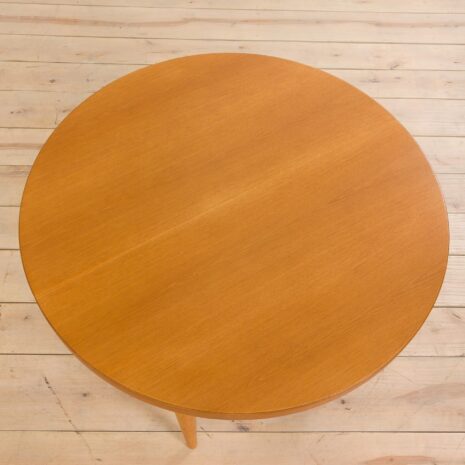 22290 Okrągły dębowy stół jadalny Vintage z nadstawką Kai Kristiansen, Dania 1960s-9 Vintage round oak dining table with extension Kai Kristiansen Denmark s