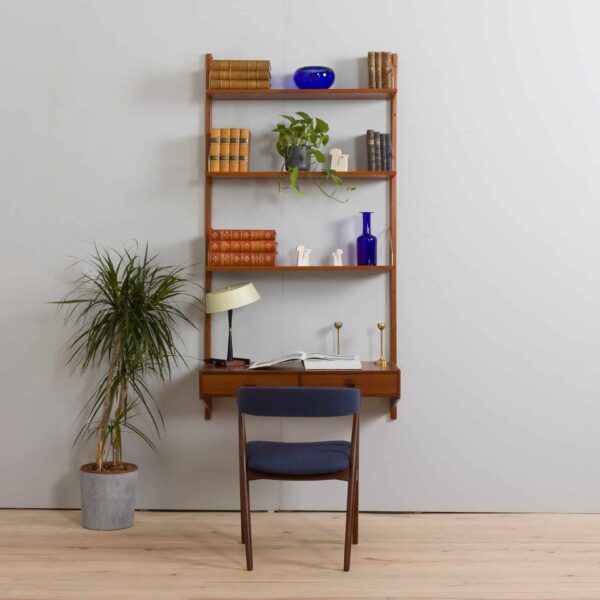 Danish one bay teak wall unit with a floating desk by Thygesen and Sorensen for Hansen   Guldborg s
