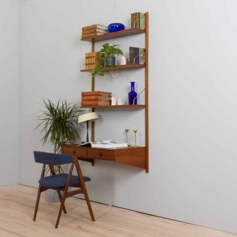 22312 Danish one bay teak wall unit with a floating desk by Thygesen and Sorensen for Hansen _ Guldborg, 1960s-2 Danish one bay teak wall unit with a floating desk by Thygesen and Sorensen for Hansen Guldborg s