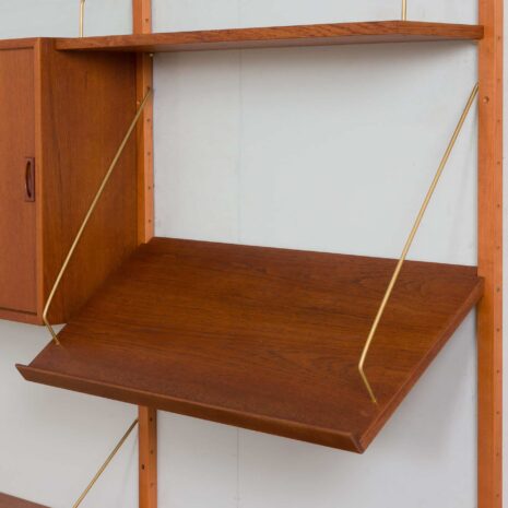 22316 Mid century Two bay teak wall unit w 2 cabinets in Cadovius style for Cado, Denmark 1960s-10 Mid century Two bay teak wall unit w cabinets in Cadovius style for Cado Denmark s