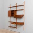 Mid century Two bay teak wall unit w  cabinets in Cadovius style for Cado Denmark s
