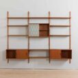 Three bay modular teak wall unit w