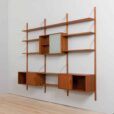 Three bay modular teak wall unit w