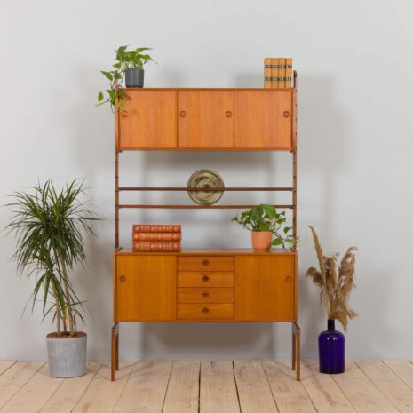 22324 Meuble haut scandinave Ergo avec buffet _ Armoire _ étagère d'exposition,Texmon et Blindheim Norvège, années 1960-2 Scandinavian Free Standing Ergo Wall Unit With Sideboard Cabinet exposition shelfTexmon and Blindheim Norway s