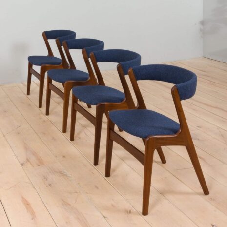 22214 set of 4 teak fire chairs by Kai kristansen-2 set of teak fire chairs by Kai kristansen