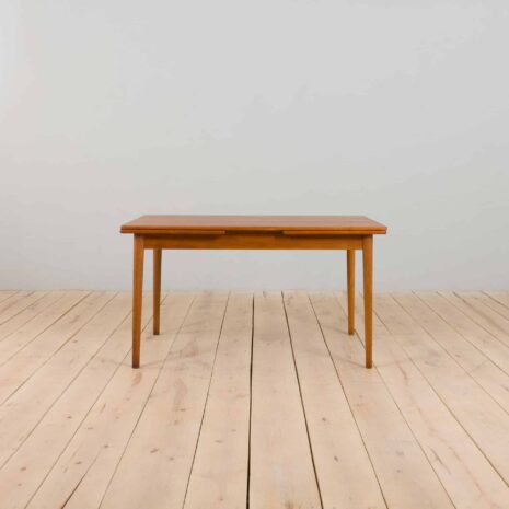 22291 Prostokątny stół jadalny z drewna tekowego z ukrytymi nadstawkami Dania 1960s-1 Rectangular teak dining table with hidden extensions Denmark s