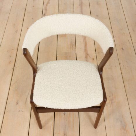 22308 Kai Kristiansen fire accent chair reupholstered in boucle fabric, Denmark 1960s.-9 Kai Kristiansen fire accent chair reupholstered in boucle fabric Denmark s