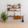 two bay teak wall unit with cabinet