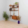 two bay teak wall unit with cabinet