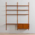 two bay teak wall unit with cabinet