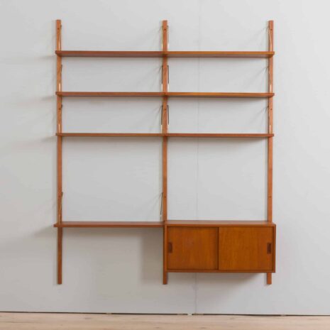 22313 two bay teak wall unit with cabinet-3 two bay teak wall unit with cabinet