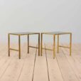Pair of Italian brass side night tables with smoked glass s