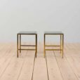 Pair of Italian brass side night tables with smoked glass s