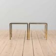 Pair of Italian brass side night tables with smoked glass s