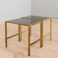 Pair of Italian brass side night tables with smoked glass s