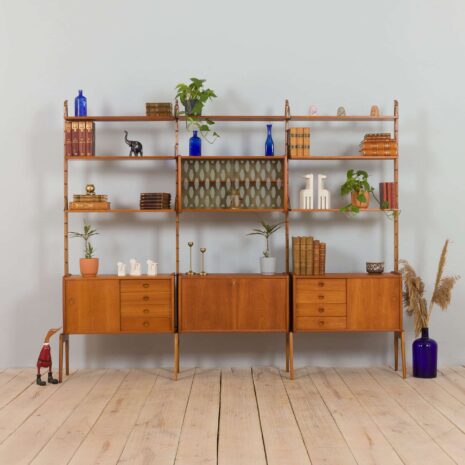22335 freestanding three bay Ergo teak wall unit-1 freestanding three bay Ergo teak wall unit