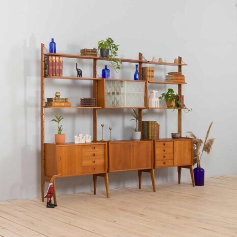 22335 freestanding three bay Ergo teak wall unit-2 freestanding three bay Ergo teak wall unit
