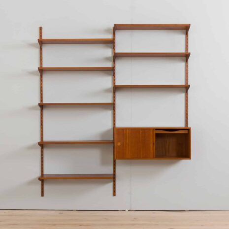 22340 Kai Kristiansen two bay teak wall unit with cabinet-5 Kai Kristiansen two bay teak wall unit with cabinet