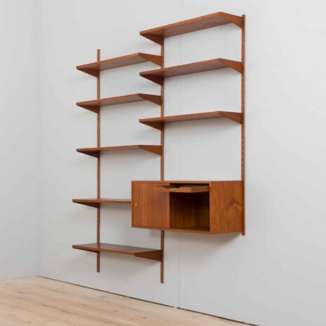 22340 Kai Kristiansen two bay teak wall unit with cabinet-7 Kai Kristiansen two bay teak wall unit with cabinet