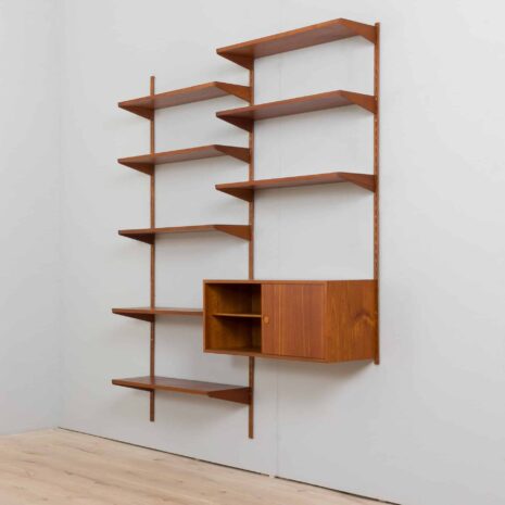 22340 Kai Kristiansen two bay teak wall unit with cabinet-8 Kai Kristiansen two bay teak wall unit with cabinet