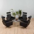 set of rotary recliner leather armchairs