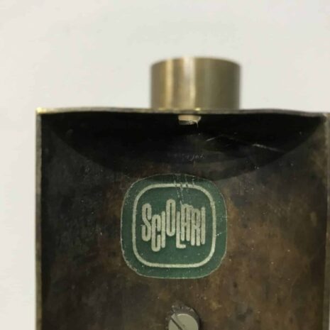 21375Pair of Italian Sciolari brass wall sconces with white opaline glass spherical shades, 1960s Pair of Italian Sciolari brass wall sconces with white opaline glass spherical shades s scaled