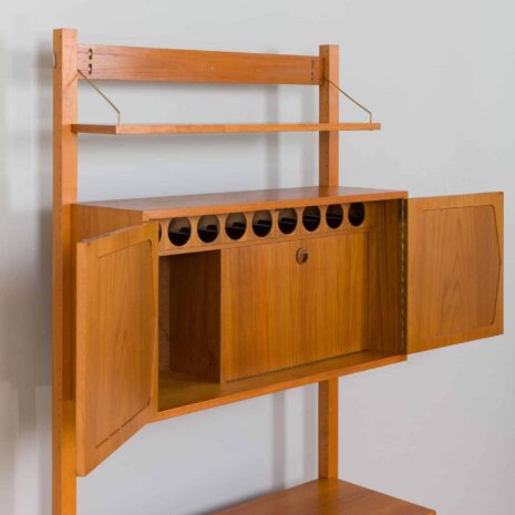 21431.1 Scandinavian freestanding 1 bay teak wall unit-10 RivalteakWallUnitwithbarcabinetbyBrodreneJatogsNorway,KjellRiise,s