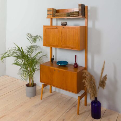 21431.1 Scandinavian freestanding 1 bay teak wall unit-3 RivalteakWallUnitwithbarcabinetbyBrodreneJatogsNorway,KjellRiise,s