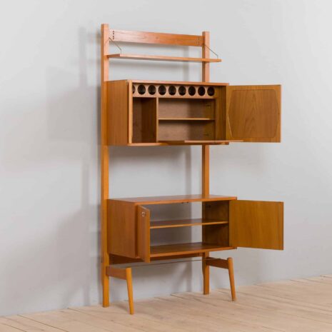 21431.1 Scandinavian freestanding 1 bay teak wall unit-7 RivalteakWallUnitwithbarcabinetbyBrodreneJatogsNorway,KjellRiise,s