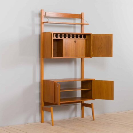 21431.1 Scandinavian freestanding 1 bay teak wall unit-8 RivalteakWallUnitwithbarcabinetbyBrodreneJatogsNorway,KjellRiise,s