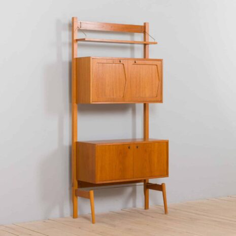 21431.1 Scandinavian freestanding 1 bay teak wall unit-9 RivalteakWallUnitwithbarcabinetbyBrodreneJatogsNorway,KjellRiise,s