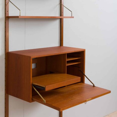 22263 Cadovius teak wall unit with a secretary desk cabinet and 3 shelves, Royal Cado wall unit, Denmark, 1960s-10 Cadovius teak wall unit with a secretary desk cabinet and shelves Royal Cado wall unit Denmark s