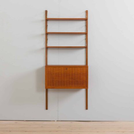 22263 Cadovius teak wall unit with a secretary desk cabinet and 3 shelves, Royal Cado wall unit, Denmark, 1960s-3 Cadovius teak wall unit with a secretary desk cabinet and shelves Royal Cado wall unit Denmark s