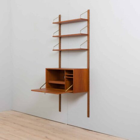 22263 Cadovius teak wall unit with a secretary desk cabinet and 3 shelves, Royal Cado wall unit, Denmark, 1960s-7 Cadovius teak wall unit with a secretary desk cabinet and shelves Royal Cado wall unit Denmark s